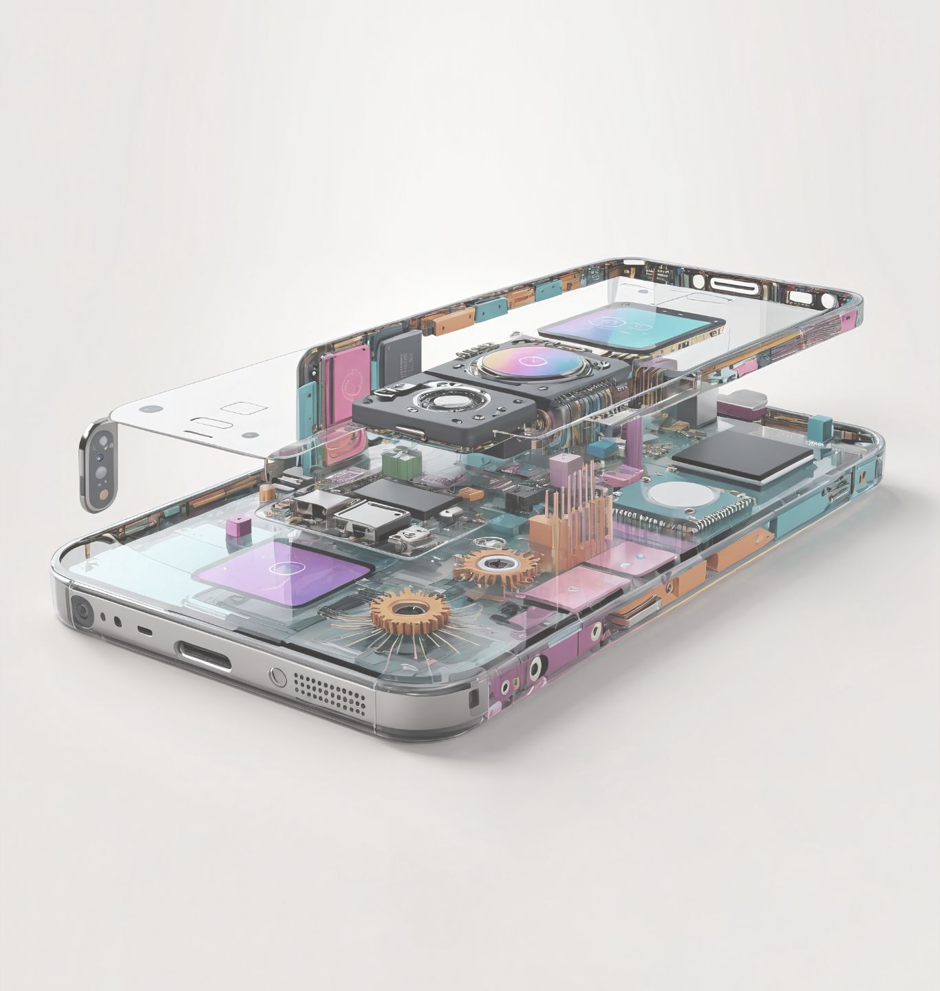 透けて中身の見えるスマートフォン