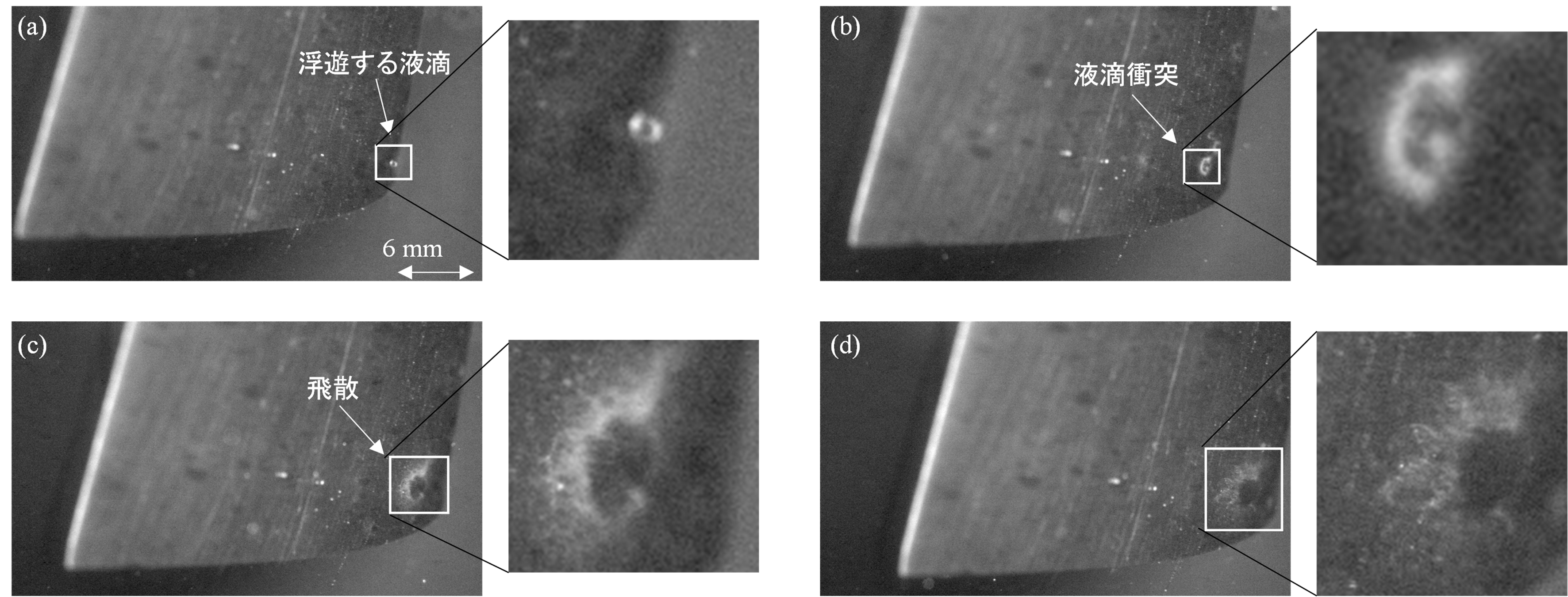 周速430m/sで回転するタービン翼の液滴挙動を可視化